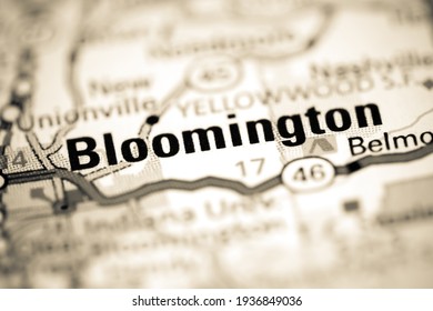 Bloomington. Indiana. USA On A Geography Map