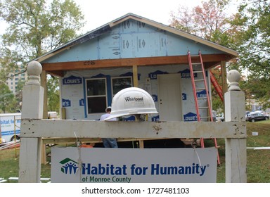 Bloomington, Indiana/Unites States-October 8 2017: Whirlpool Habitat For Humanity Monroe County House Build