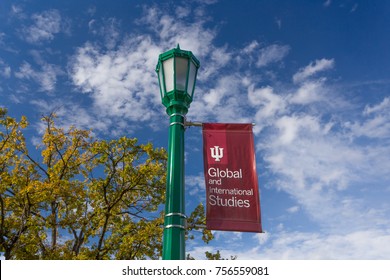 BLOOMINGTON, IN/USA - OCTOBER 22, 2017: Global And International Studies Sign And Logo On The Campus Of The University Of Indiana.