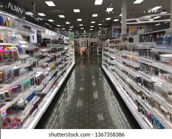 Bloomington, MN/USA. April 12th, 2019. The Makeup Aisle In A Newly Redesigned Target Store In Minnesota.