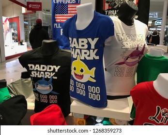 Bloomington, MN/USA. December 17, 2018. New Display Featuring Shirts Of The Popular Viral Video For Kids Called “Baby Shark.” The Song & Dance Has Been Viewed Over 2 Billion Times All Over The World.