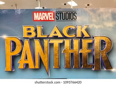 Bloomington, MN/USA May 15, 2018. Cardboard Display Of The Marvel Film Black Panther In A Retail Store In Minnesota.