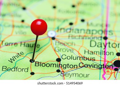Bloomington Pinned On A Map Of Indiana, USA
