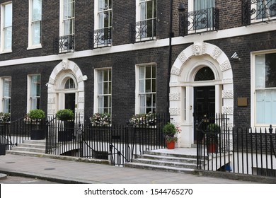 Bloomsbury, West End Of London, UK. Georgian Front Doors.