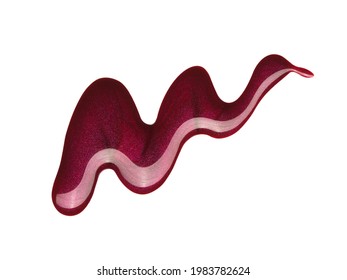 Blot of ruby nail polish isolated on white background. Photo. Top view