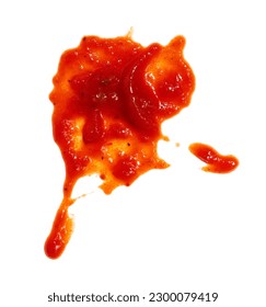 Blots and stains of ketchup tomato paste isolated on white background 
