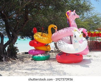 Blow up floatation on a beach
