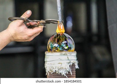   Blowing Colored Glass At A Master Class