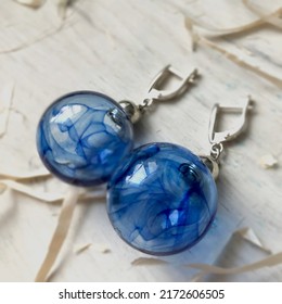 Blown Glass Earrings With Wavy Texture