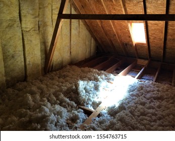 Blown Insulation Attic Floor Home Construction Corner View