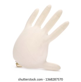 Blown Up Latex Surgical Glove Isolated On White Background