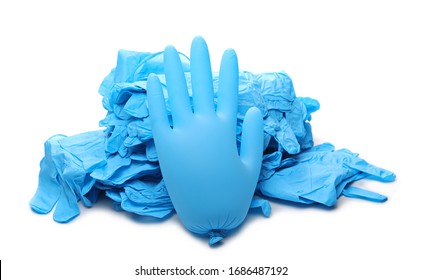 Blown Up Latex Surgical Glove Isolated On White Background