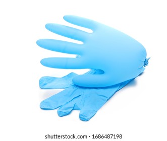 Blown Up Latex Surgical Glove Isolated On White Background