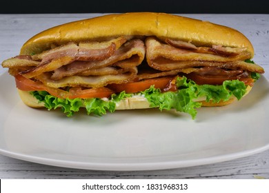 A Blt Sub  With Bacon Tomatoes And Lettuce