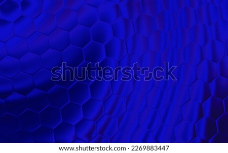 Blue 3d hexagonal background. Realistic honeycomb texture grid. Hexagon pattern.