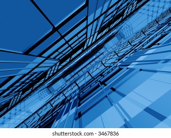 Blue 3d spatial structure in dynamic perspective