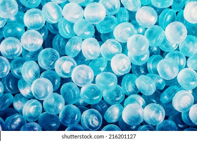 Blue Abstract Background Or Texture Of Sweets And Menthol Candies