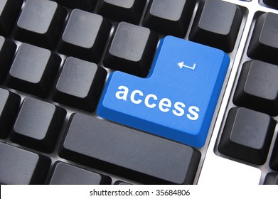 blue access button on a computer keyboard
