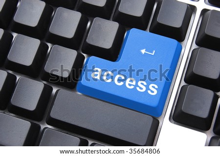 blue access button on a computer keyboard