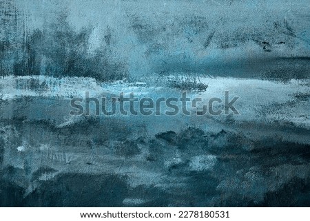 Blue acrylic canvas painting abstract background 