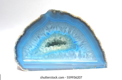 Blue Agate Crystal Cut Stone