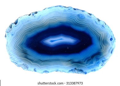 blue agate mineral isolated on the white background