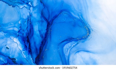 Blue alcohol stains paint and the addition gold powder  Subtle waves paint  abstract blue waves the ocean  lines marble  Liquid paints  gradient stains  painting 