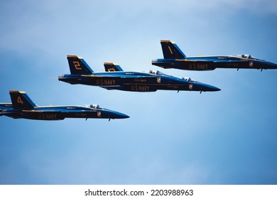 Blue Angels flying in sequence close up shot