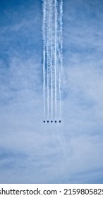 Blue Angels Jets Flying Over The Buffalo, Ny Riverfront 