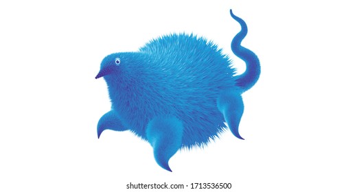 Blue Animal monster in the white background - Shutterstock ID 1713536500