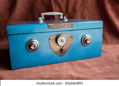 Blue Antique Safe Deposit Box