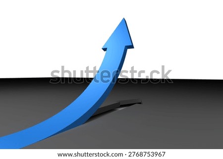 Blue arrow pointing up from grey surface