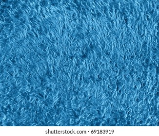 Blue Artificial Fur For Texture Or Background