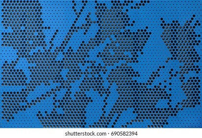 Blue Artistic Perforated Metal Pattern