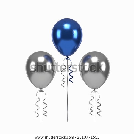Blue atom model with three gray spheres and electron paths on white background