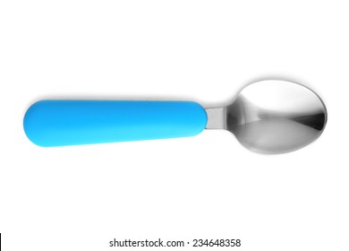 Blue Baby Spoon Isolated On White