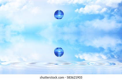 Falling Heaven Blue Background PPT template 3 | CrystalGraphics