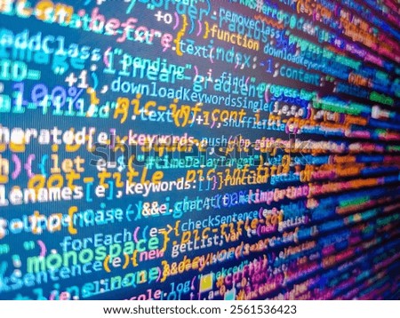 Blue background with computer digital binary code bit number one and zero text. Big data and ai artificial intelligence analysis concepts. Happy birthday. Structured sql code on monitor.