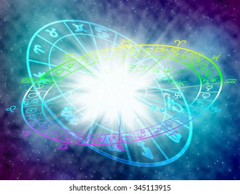  Blue background of the horoscope concept.