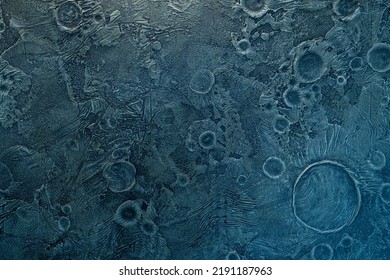 Blue Background Of The Lunar Surface. Imitation Of Lunar Craters, Texture