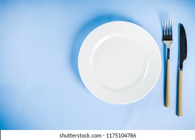 Empty Plate Fork Knife Top View Stock Photo 1873704064 | Shutterstock