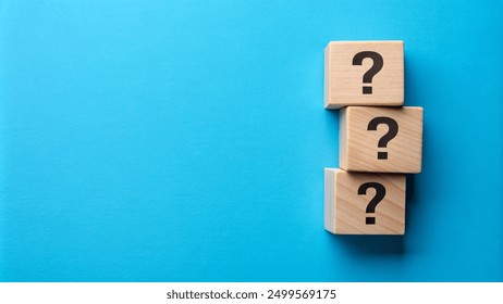 Blue background with question wood mark for your presentation background