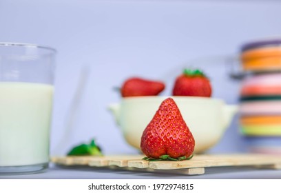 Blue Background And Stawberry Fruit