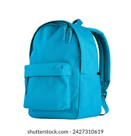 Blue backpack isolated on white, knapsack,schoolbag.Single object.School item. - Powered by Shutterstock