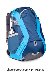 Blue Backpack, Isolated Over White.