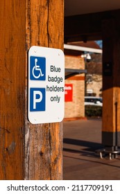 Blue Badge Sign. Disabled Parking Space Sign. 