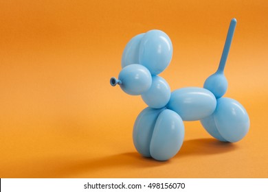 Blue Balloon Dog On Orange