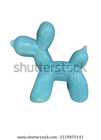 Blue balloon dog. Statuette, figurine, toy isolated on white.