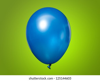 Blue Balloon Isolated On A Green Background