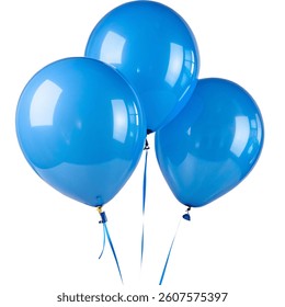 Blue balloons isolated on transparent background